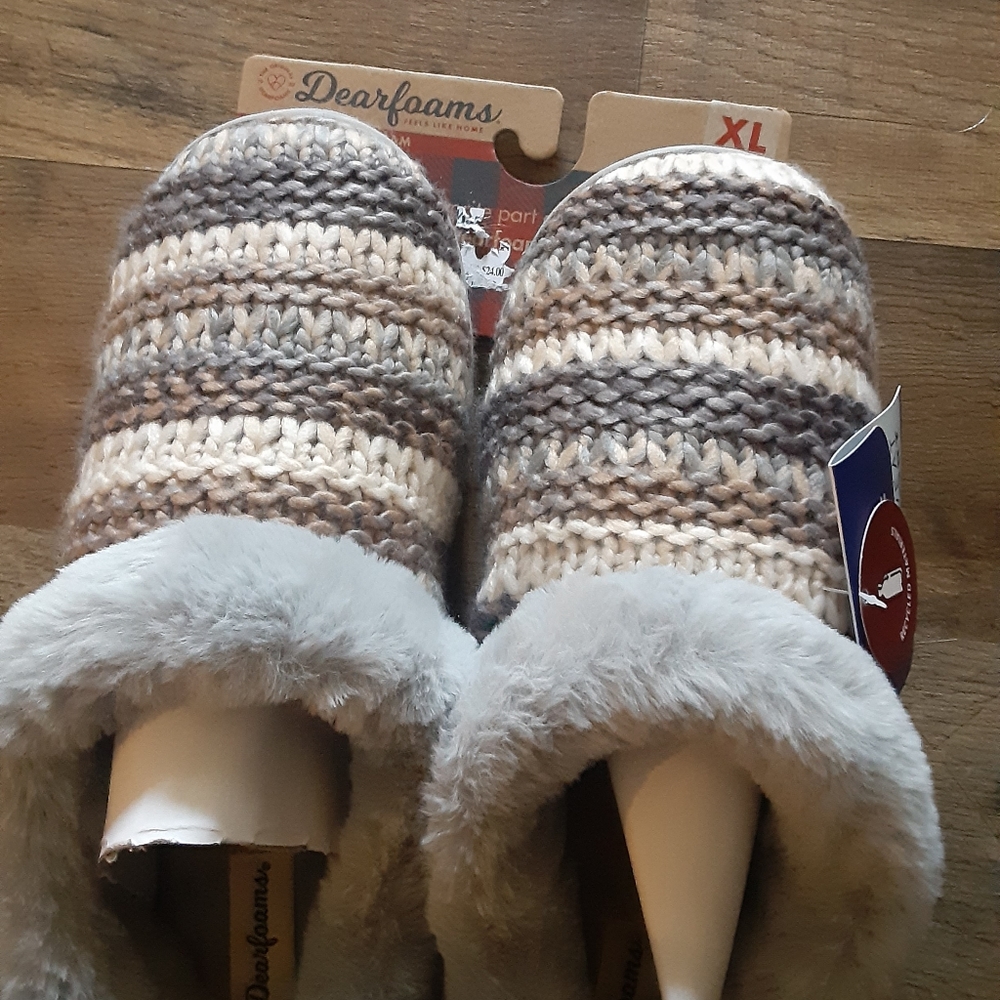Dearfoam crochet slippers, XL, NWT